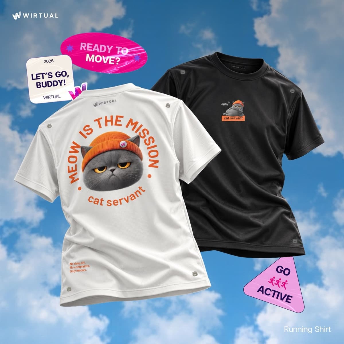 เสื้อวิ่ง Meow Is The Mission · แมวเทา Charcoal