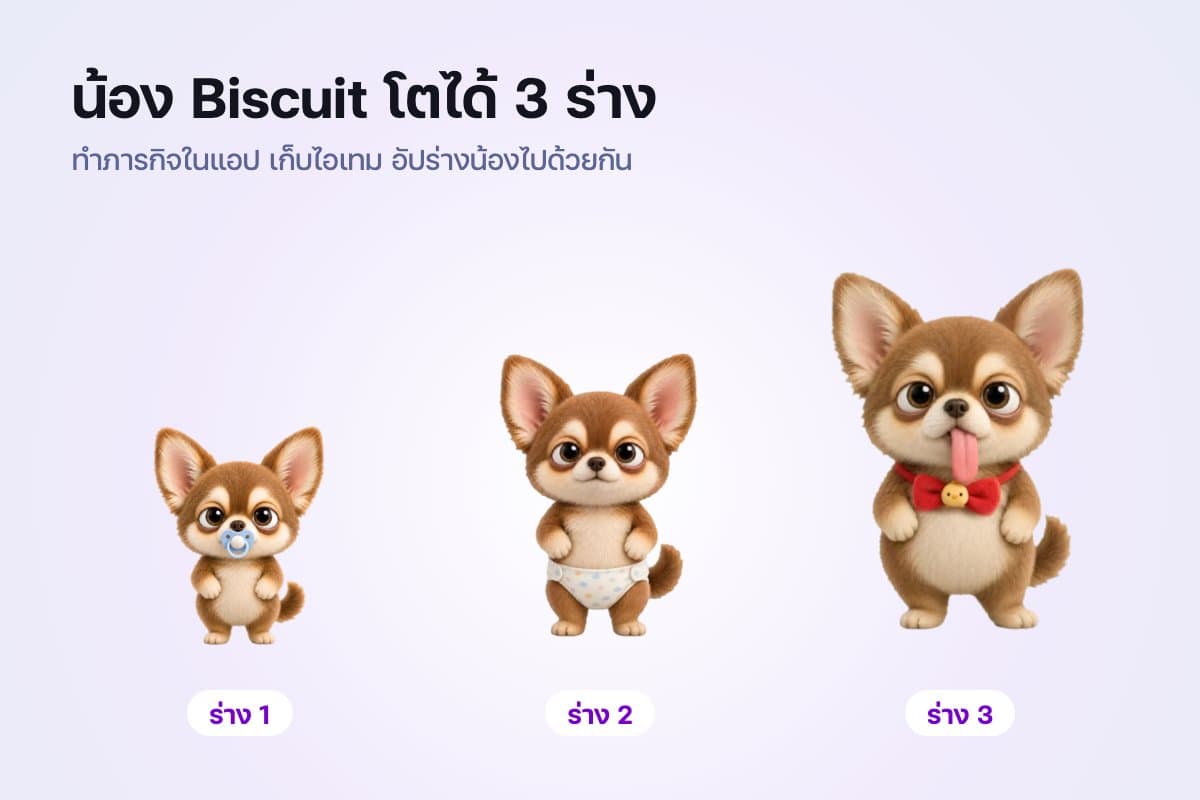 น้อง Biscuit โตได้ 3 ร่าง